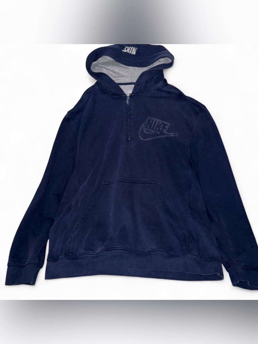 Vintage Nike Navy Blue Quarter Zip Hoodie Sz XL
